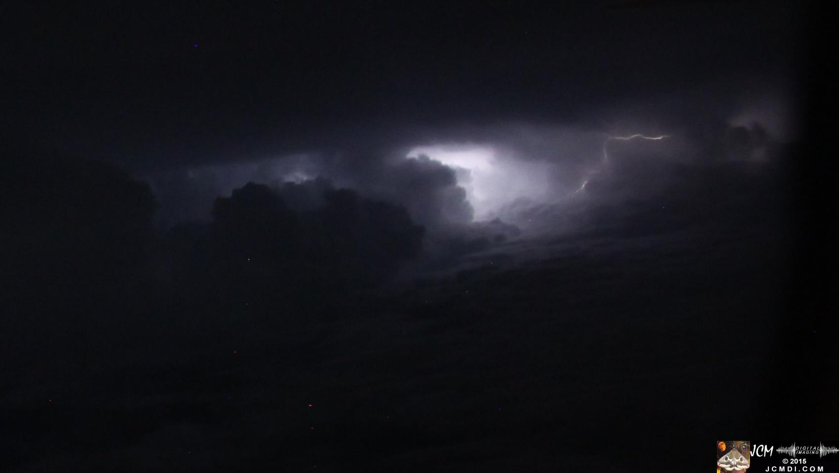 Cloud lightning from aircraft window � BNA to LAX 7-28-2015 hand-held, Canon 5D Mk2